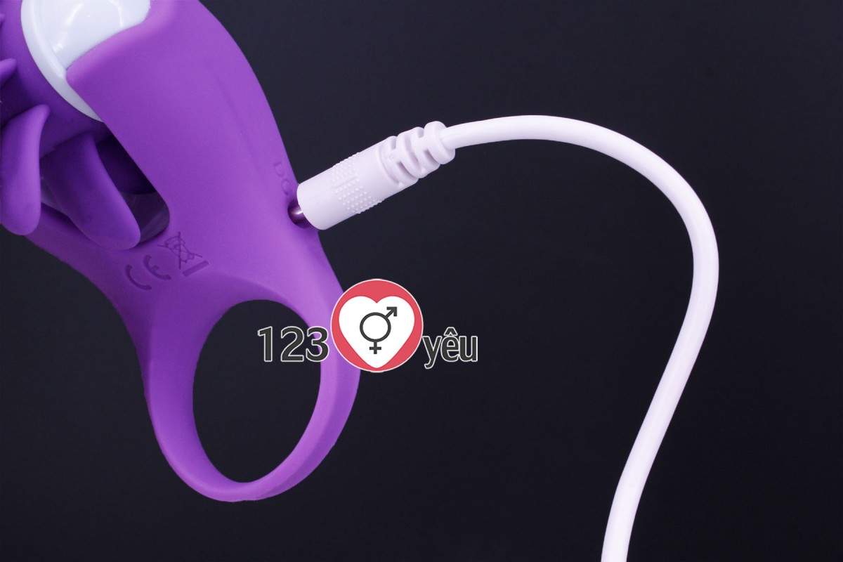 Vòng đeo dương vật lưỡi xoay CHI rung10 chế độ 10