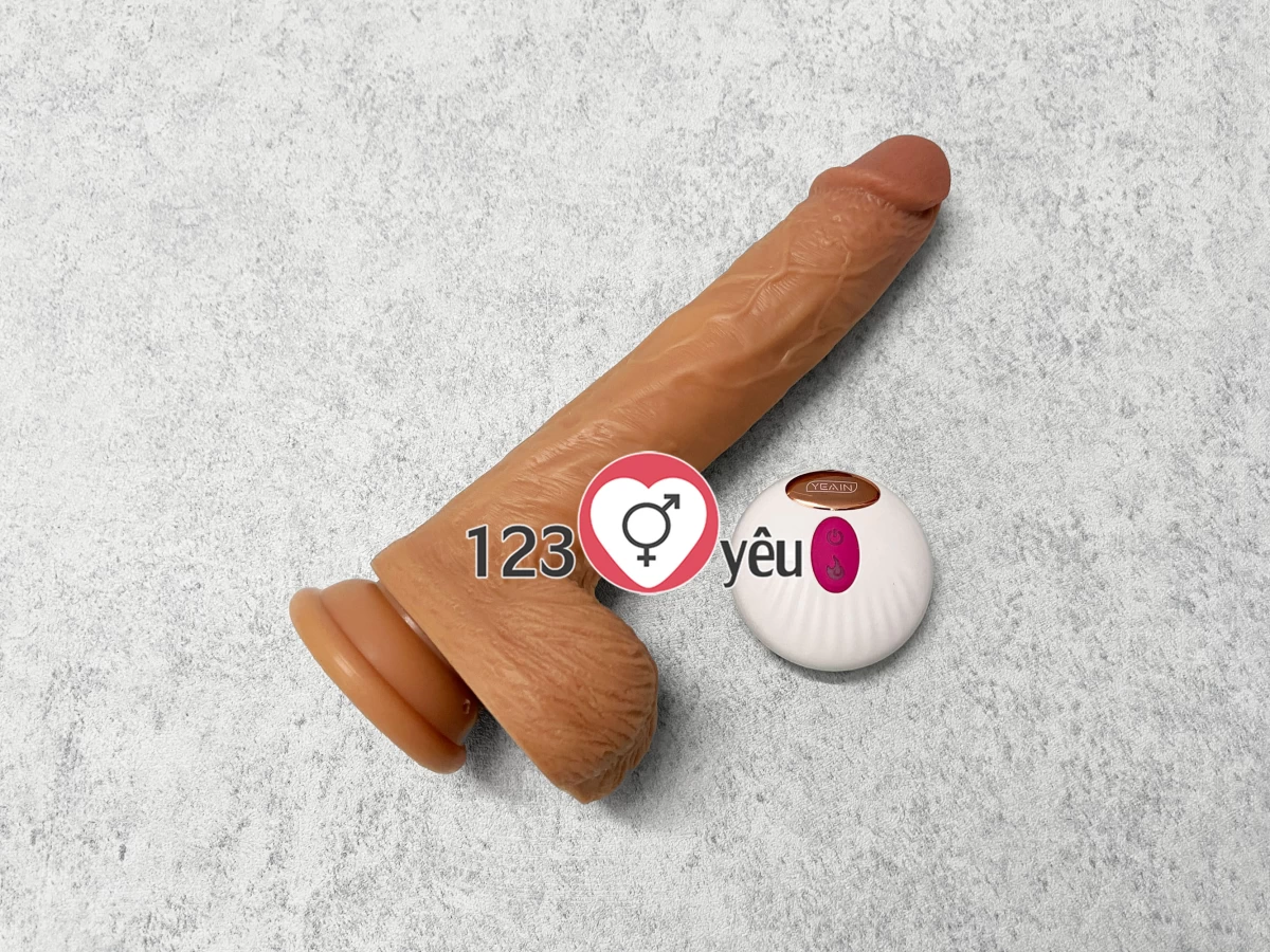 Dương vật giả có đế Real Dildo rung, thụt, phát nhiệt điều khiển từ xa