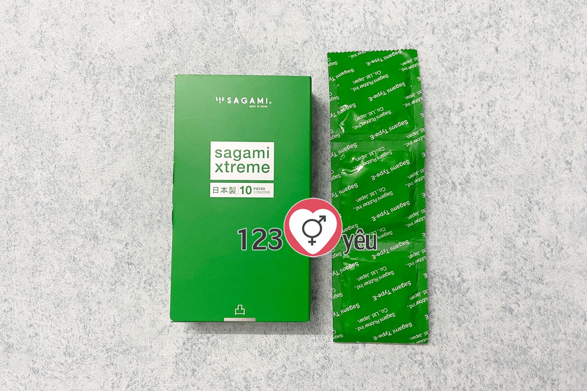 Bao cao su có gai Nhật Bản Sagami Xtreme Green Siêu Mỏng 10 bao 2
