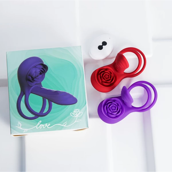 Vòng đeo dương vật Love hoa hồng có điều khiển